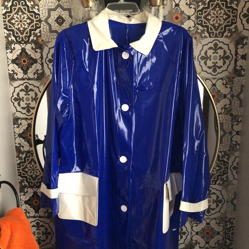 Mod Unisex Blue/White PVC Raincoat